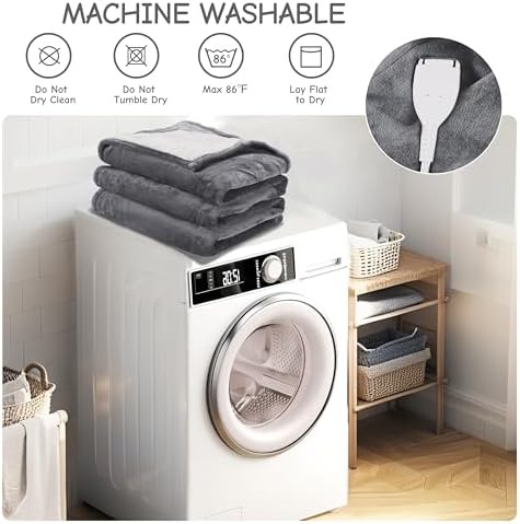 Electric Blanket Full Size 72"x84",Ultra-Soft Flannel Sherpa with 5 Heat Settings & a 10-Hour Auto Shutoff, for Couch & Bed, Grey