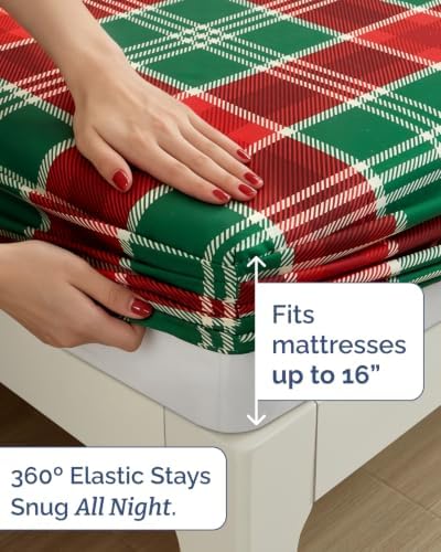 Christmas Sheet Set, Highland Tartan, Holiday Xmas Bedding Set - Twin Size