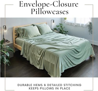 Bamboo Bay 6 Piece California King Size Sheet Set, 100% Viscose Made from Bamboo, Breathable, Ultra Soft Cooling Bed Sheets for Hot Sleepers, Beddings with Deep Pockets Fit 16" Mattress, Sage Green