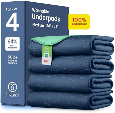 IMPROVIA® Washable Underpads, Heavy Absorbency Reusable Incontinence Pads