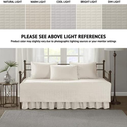 Comfort Spaces Kienna Daybed Cover Set 5 Piece with Bedskirt, 75 x 39 Ivory