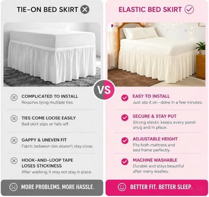 Dorm Room Bed Skirt Twin XL 36" Drop, College Split Corner Bedskirt, Ivory