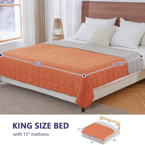 yescool King Size Weighted Blanket for Adults 25lbs, 88” x 104”, Orange