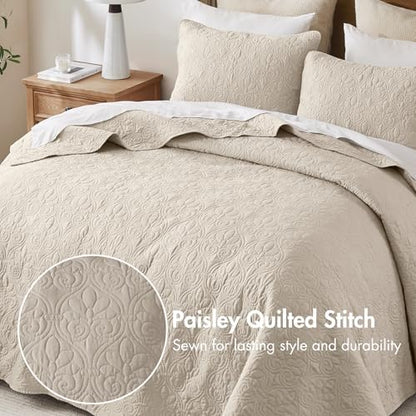 Madison Park King Quilt Bedding Set, Cottage-Inspired Damask, 3PC