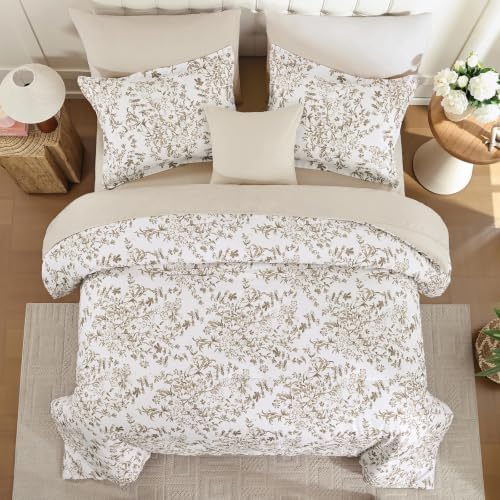WONGS BEDDING 8 Pieces Comforter Sets Full Size Brown Floral Bed Set