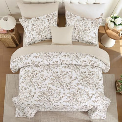 WONGS BEDDING 8 Pieces Comforter Sets Full Size Brown Floral Bed Set