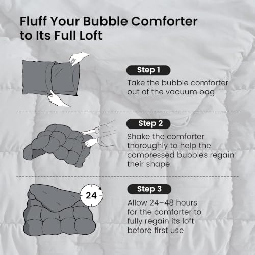 Amélie Home Queen Bubble Comforter Set, Soft, Charcoal Grey, 3-Piece