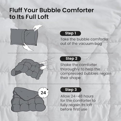 Amélie Home Queen Bubble Comforter Set, Soft, Charcoal Grey, 3-Piece