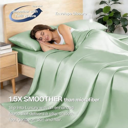 MR&HM Twin XL Sheets 3 Pieces, Rayon Derived from Bamboo Blend, Sage Green