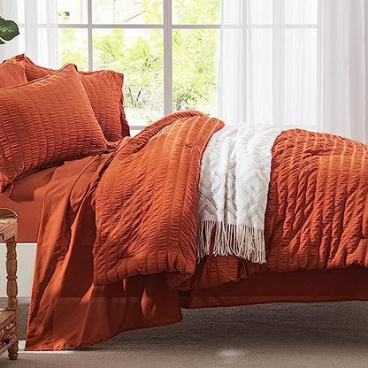 Full Size Comforter Sets 7 Piece Burnt Orange Bed in a Bag Full Bedding Set