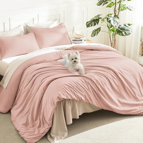 Litanika Blush Pink Super King Plus Comforter Set, 3 Pcs Solid Bedding Set
