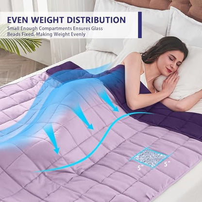yescool Weighted Blanket for Adults 15lbsQueen Size, 60" x 80", Purple
