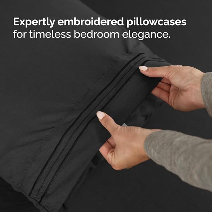 Full XL Bed Sheet - 4 Piece Full XL Bed Sheets Set - Soft, Breathable & Cooling - Hotel Luxury Bedding for Women, Men, Kids, Teens, Boys & Girls - Deep Pockets, Comfy, Fade and Wrinkle Free - Black