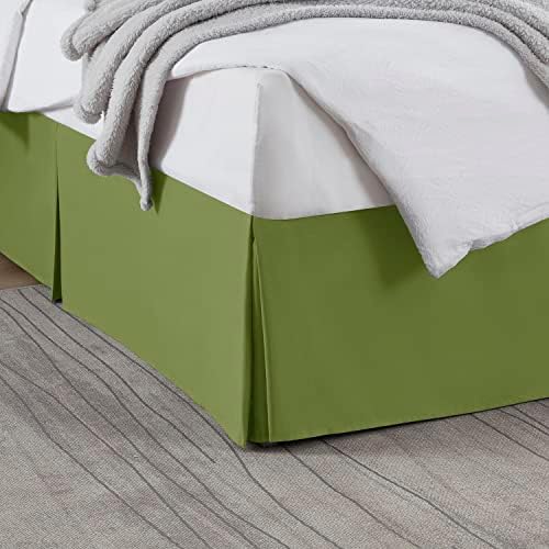 Nestl Calla Green Full XL Bed Skirt - Full XL Size Bed Skirt 14 Inch Drop - Brushed Microfiber Bed Skirts - Hotel Quality Pleated Bed Skirt - Shrinkage & Fade Resistant