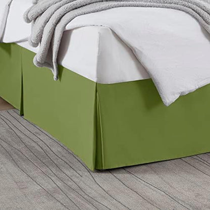 Nestl Calla Green Full XL Bed Skirt - Full XL Size Bed Skirt 14 Inch Drop - Brushed Microfiber Bed Skirts - Hotel Quality Pleated Bed Skirt - Shrinkage & Fade Resistant