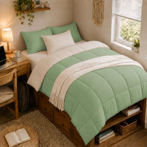 Anluoer Twin Comforter Set, 5 Piece Bed in a Bag Twin Bedding Sets