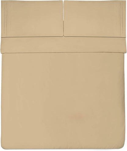 Twin Sheets - Breathable Luxury Sheets with Full Elastic & Secure Corner Straps Built in - 1800 Supreme Collection Extra Soft Deep Pocket Bedding Set, Sheet Set, Twin, Camel (Pack of 2)