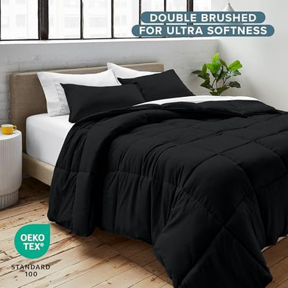 Bare Home Comforter Set - 1800 Ultra Soft (Oversized King, Black)