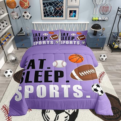 Feelyou Sports Comforter Set King Size for Kids Boys Girls