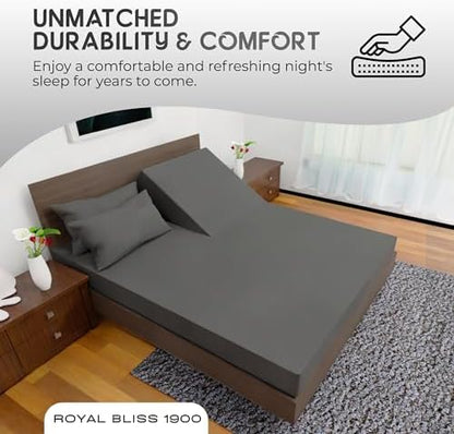 Top Split King Sheets Sets for Adjustable Bed, 4 Pcs Deep Pockets Double Brushed Microfiber Sheets, 34 Inch Split Top Fitted Sheet, 1 King Flat Sheet and 2 Pillowcases - Dark Grey