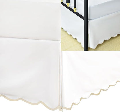 HIG King Bed Skirt - Easy Fit Scallop Edge Pleated Bedskirts with Spilt Coner, 18 Inch Drop Anti-Slip Dust Ruffle, Thick Fabric for Enhanced Privacy, Pre-Washed for Long-Lasting Use, Machine Washable