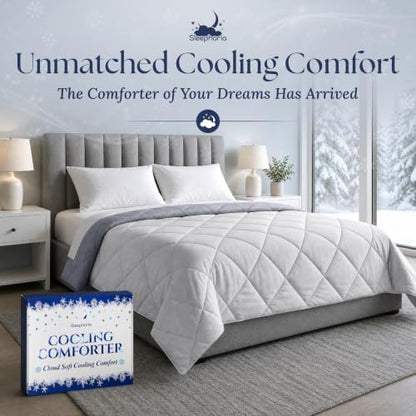 Cooling Comforter - BreezeWeave Cooling Blanket Twin Size for Hot Sleepers & Deep Rest - Cloud Soft, Breathable, Ultra Durable, Easy Care, Reversible - 68 x 90 in (Light Grey & Dark Grey)