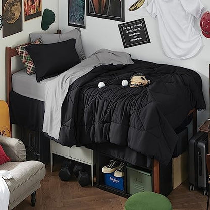 Bedsure Twin XL Comforter Set Reversible Bed Set 5 Pcs Black/Silver Grey