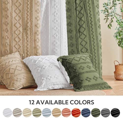MR&HM Queen Comforter Set 7 Pieces, Tufted Boho Beddding Set Olive Green