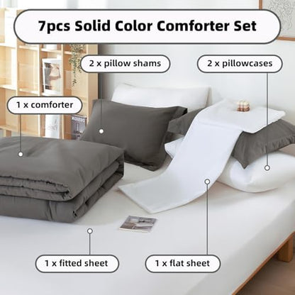 weigelia Queen Comforter Set with Sheets - 7 Pieces Bed in a Bag Queen