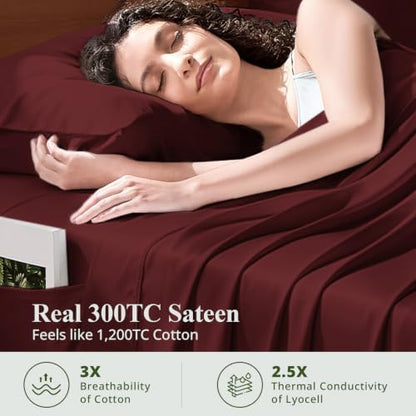 Bamboo Viscose Sheet Set Full Size, Cooling Sheets Bed Set 4pcs