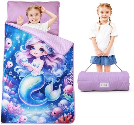 Lasoftan Toddler Nap Mat with Pillow and Blanket, Extra Large Rolled Napping Mats,Slumber Bags for Boys Girls,Kids Sleeping Bag for Daycare, Preschool Travel Camping