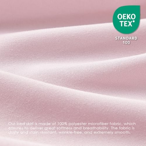 FreshCulture Queen Bed Skirt, Elastic Wrap Around Bed Skirt Queen Size, Bed Skirts for Adjustable Bed, Easy Fit with 18 Inch Drop Length, Hotel Quality Dust Ruffle for Queen Bed (Dusty Pink)