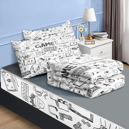 Nesker Gaming Twin Zipper Bedding for Boys, 3-Piece-All-in-one