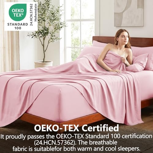 CozyLux Split King Sheets 7-Piece, 21-Inch Deep Pocket, Soft Brushed Feel