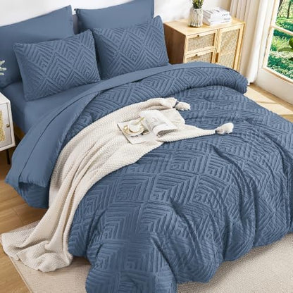 Andency King Size Comforter Set, Ocean Blue, 7 Pieces
