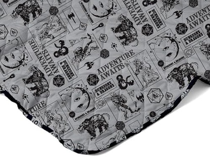 Northwest Dungeons & Dragons Adventure Awaits Twin Quilted Blanket, Comfy Throw, Adults Boys Girls, Soft Lightweight Bedding for Bed, or Couch, 60 x 80 inches
