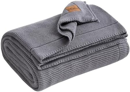 Dalisa 100% Organic Turkish Cotton Throw Blanket Dark Grey– GOTS Certified, Cozy, with Reusable Cotton Gift Bag – Perfect for Couch, Bed, and Home Decor – Boho Vintage Knit Alina (Dark Grey, 80x90)