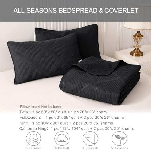 Exclusivo Mezcla 3-Piece California King Size Quilt Bedding Set, Black