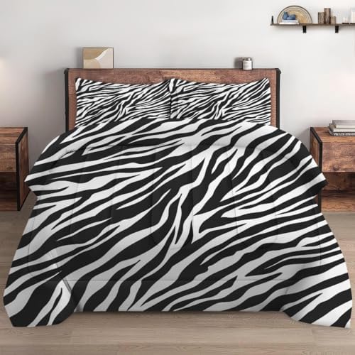 Pamnest Full Comforter Set, 3 Pieces Zebra Stripe Bedding, All Season