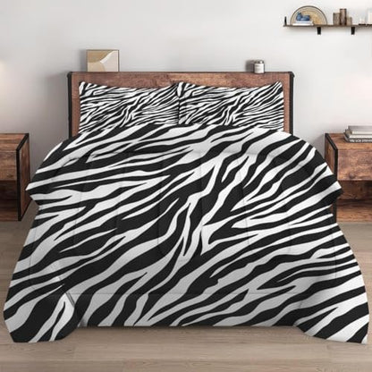 Pamnest Full Comforter Set, 3 Pieces Zebra Stripe Bedding, All Season