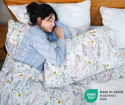 RUVANTI 100% Cotton Percale Sheets, Queen Size, Aroma (Pack of 2)