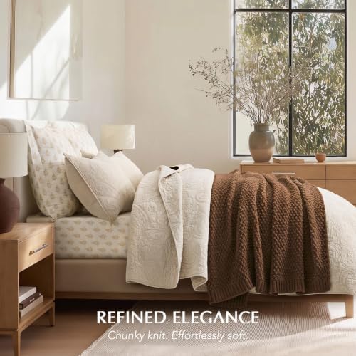 EVERGRACEHOME Chunky Chenille Knit Throw Blanket, 50 x 60, Burnt Orange