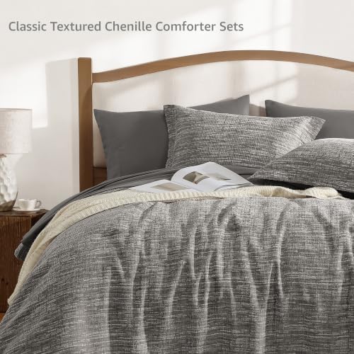 MaiRêve King Size Comforter Set Chenille Textured 7 Pieces Bed in a Bag