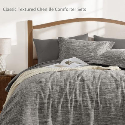 MaiRêve King Size Comforter Set Chenille Textured 7 Pieces Bed in a Bag