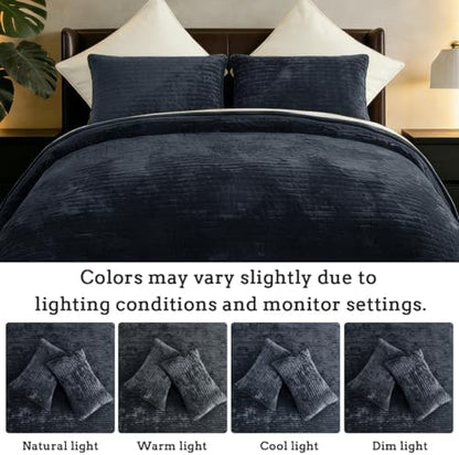 Califonia King Velvet Quilt Set Striped Bedspread 106x118