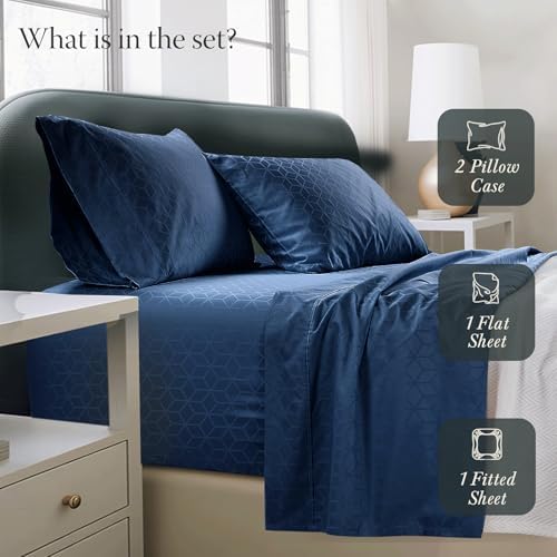 Threadmill 400 Thread Count Egyptian Cotton King Sheet Set, Jacquard Damask