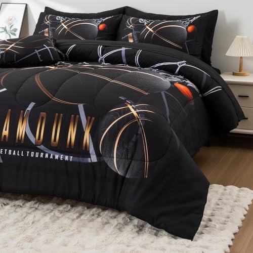 A Nice Night Basketball Comforter Set Queen 6pc Bedding for Teen Boy