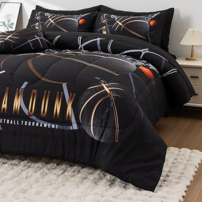 A Nice Night Basketball Comforter Set Queen 6pc Bedding for Teen Boy
