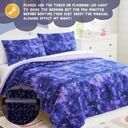 Twin Bedding Sets for Boys - 5 Pieces Galaxy Bedding Twin Bed Comforter Set