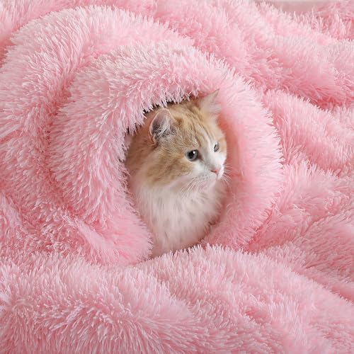 Smoofy Fluffy Twin Comforter Set, Faux Fur Pink Comforter Set 2 Pieces